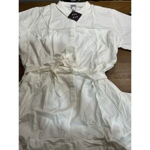 Ava & Viv White Shirt Dress Plus Size 4X Belted Collared Button Front